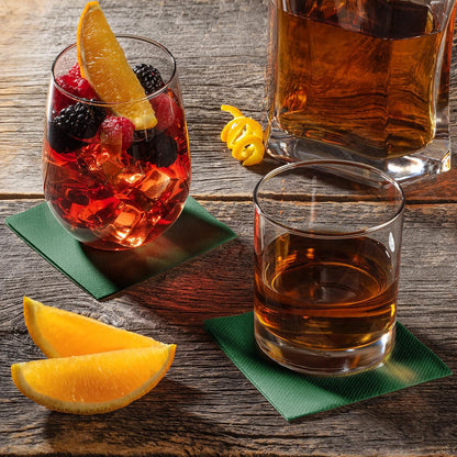 Paper Cocktail Napkins - Linen-Like Disposable Beverage Bar Napkins 4.75" X 4.75" - Bulk Square Napkins - Ideal for Party or Wedding (Green -100 Count)